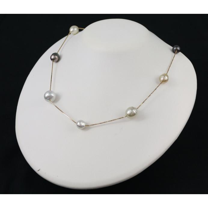 タサキ ネックレス パール 黒蝶真珠 8.5-10.0 白蝶真珠 9.0-11.0mm 11P  