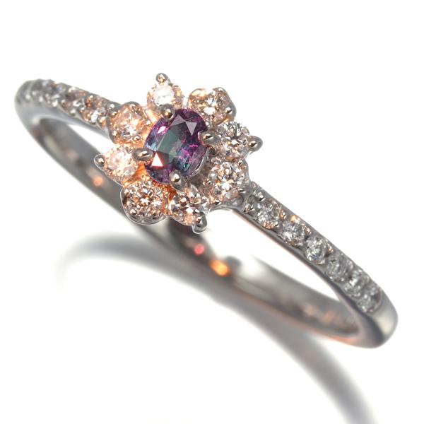 アレキサンドライト 0.10ct ダイヤ 0.22ct リング Pt900 指輪 GENJ 