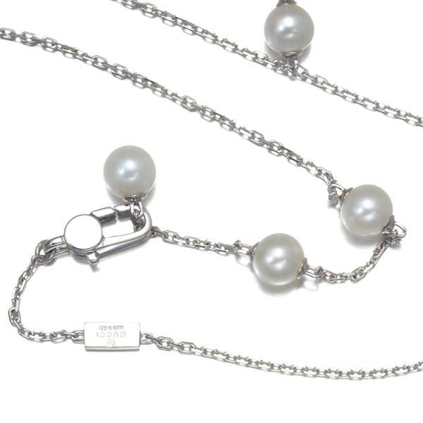 GUCCI グッチ ネックレス パール 真珠 5.7mm Y字 ステーション K18WG 