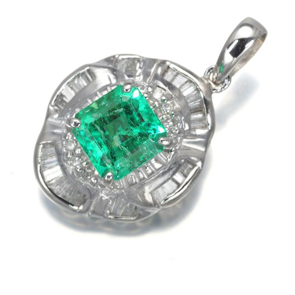 エメラルド ダイヤ ダイヤモンド クラシック ペンダントトップ Pt900  