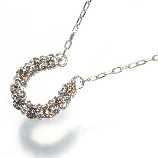 ダイヤ ダイヤモンド 0.30ct ホースシュー ネックレス Pt900/Pt850  