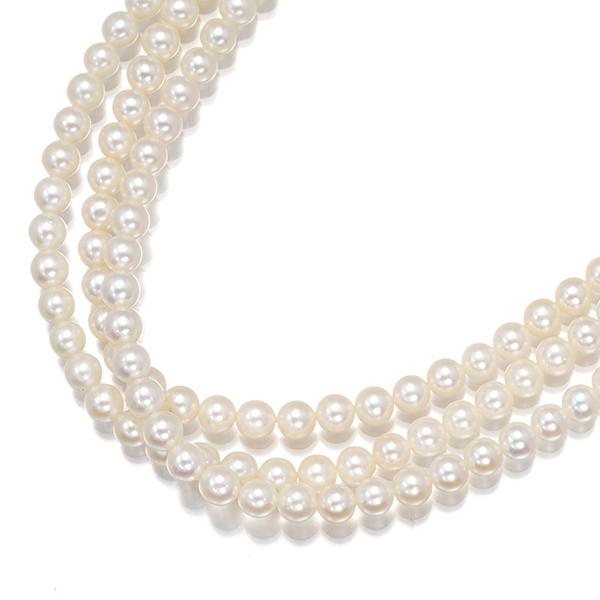 MIKIMOTO ミキモト ネックレス ベビーパール 真珠 3.5-3.8mm 3連 K14WG 