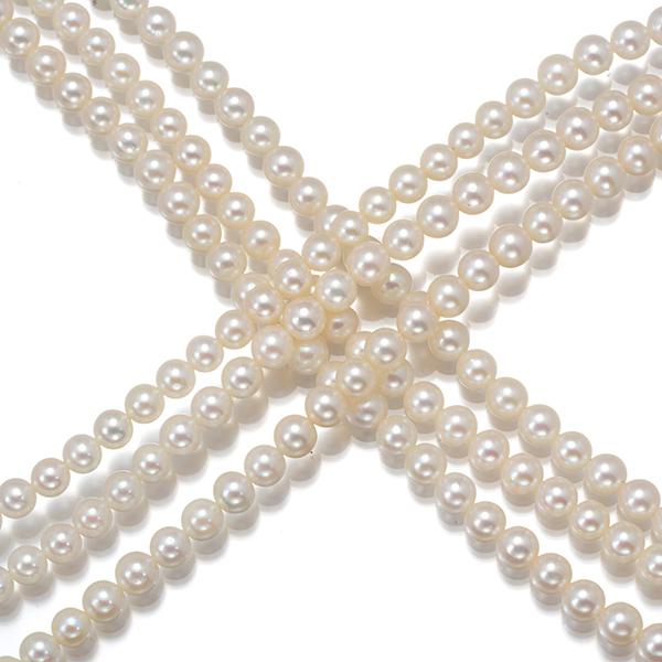 MIKIMOTO ミキモト ネックレス ベビーパール 真珠 3.5-3.8mm 3連 K14WG  