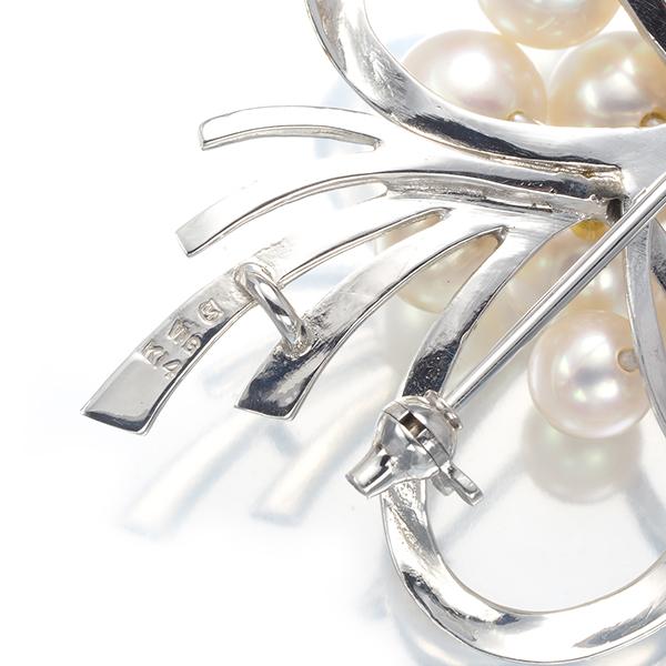 ミキモトパールシルバーブローチブーケリボン