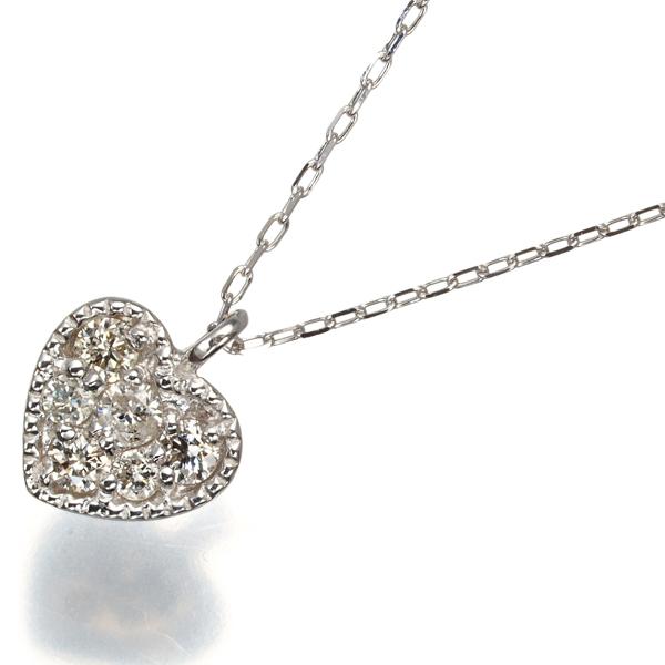 ダイヤ ダイヤモンド 0.10ct ハート ネックレス K18WG GENJ : 152874 