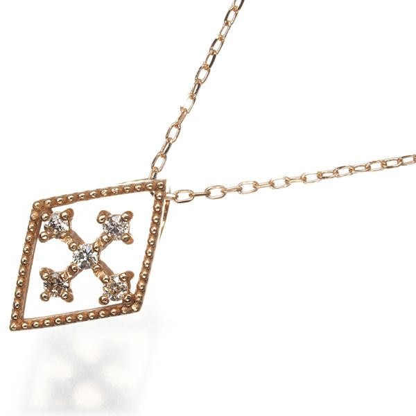 ダイヤ ダイヤモンド クロス 透かし ネックレス K18PG GENJ 限界値下げ  