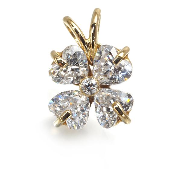 ダイヤ ダイヤモンド 1.21ct ハート フラワー ペンダントトップ K18YG 