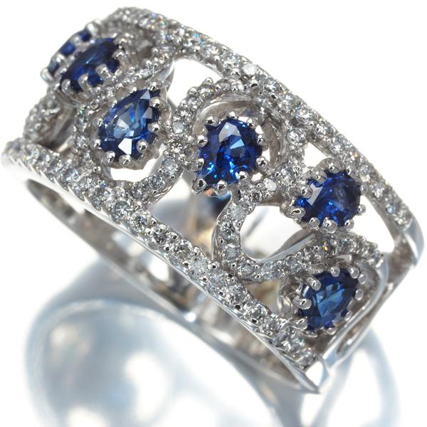 サファイア 0.73ct 0.13ct ダイヤ リング Pt900 新品仕上げ