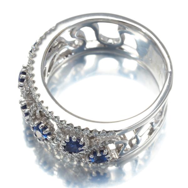 サファイア 1.03ct ダイヤ ダイヤモンド 透かし リング K18WG 指輪GENJ  