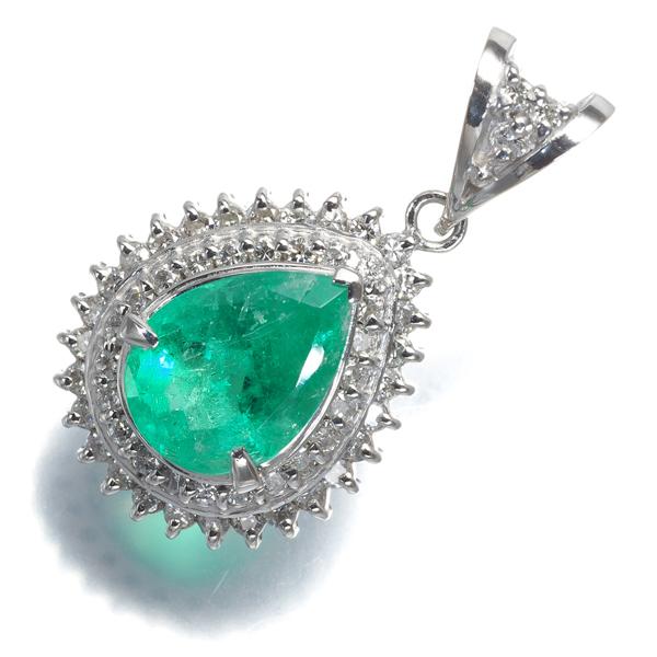 エメラルド ダイヤモンド PT900ペンダントトップ