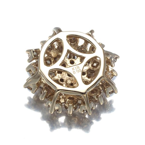 ライトブラウンダイヤ ダイヤモンド 0.90ct フラワー 3種カット  