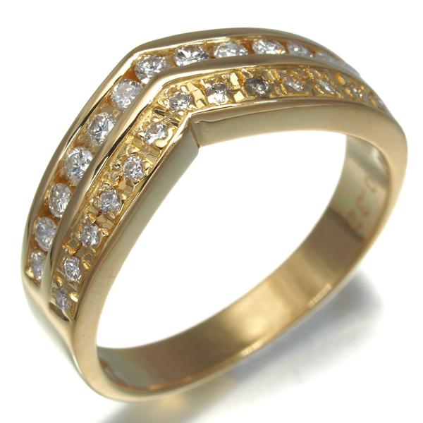 ダイヤ ダイヤモンド 0.32ct レールセッティング リング K18YG 指輪  