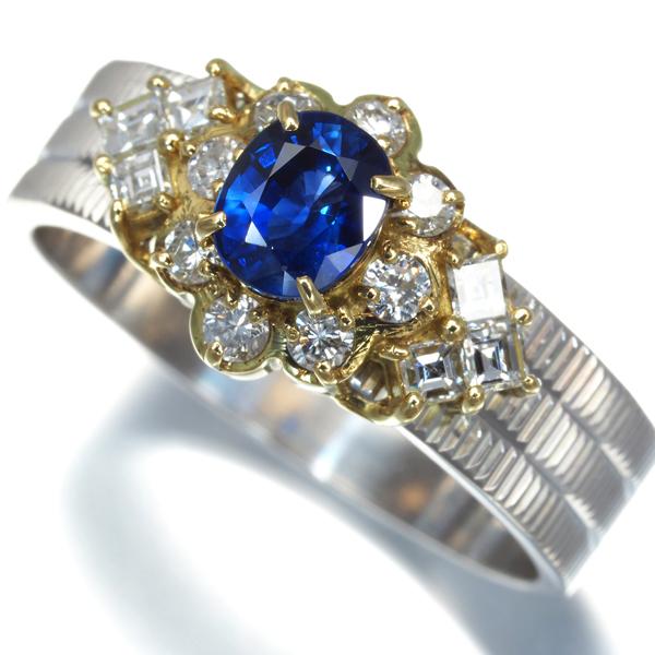 サファイヤ 0.62ct ダイヤ ダイヤモンド 0.36ct フラワー リング  