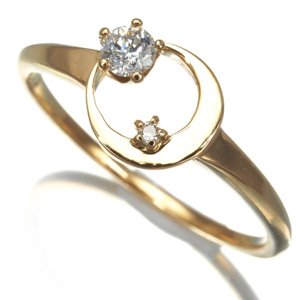 ダイヤ ダイヤモンド 0.115ct 特殊カット ムーン リング K18YG
