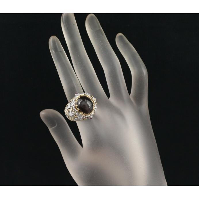 チセー リング シリマナイトキャッツアイ ダイヤ ダイヤモンド 0.44ct 