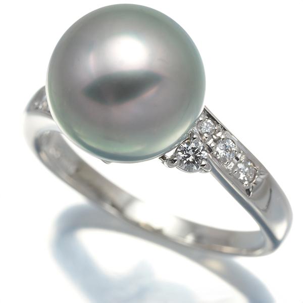 TASAKI タサキ リング ブラックパール 真珠 10.2mm ダイヤ 