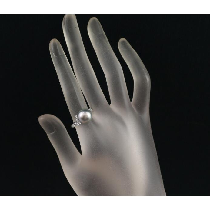 TASAKI タサキ リング ブラックパール 真珠 10.2mm ダイヤ 
