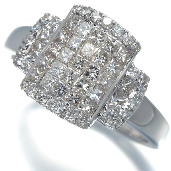 ダイヤ ダイヤモンド 0.80ct 2種カット ミステリーセッティング リング 