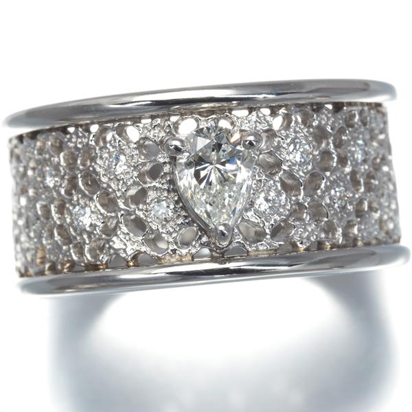 ダイヤ ダイヤモンド 0.38ct/0.13ct 2種カット 透かし リング Pt900 