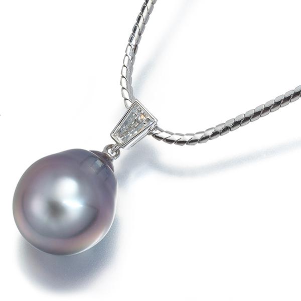 MIKIMOTO ミキモト ネックレス ブラックパール 真珠 12.0mm ダイヤ  