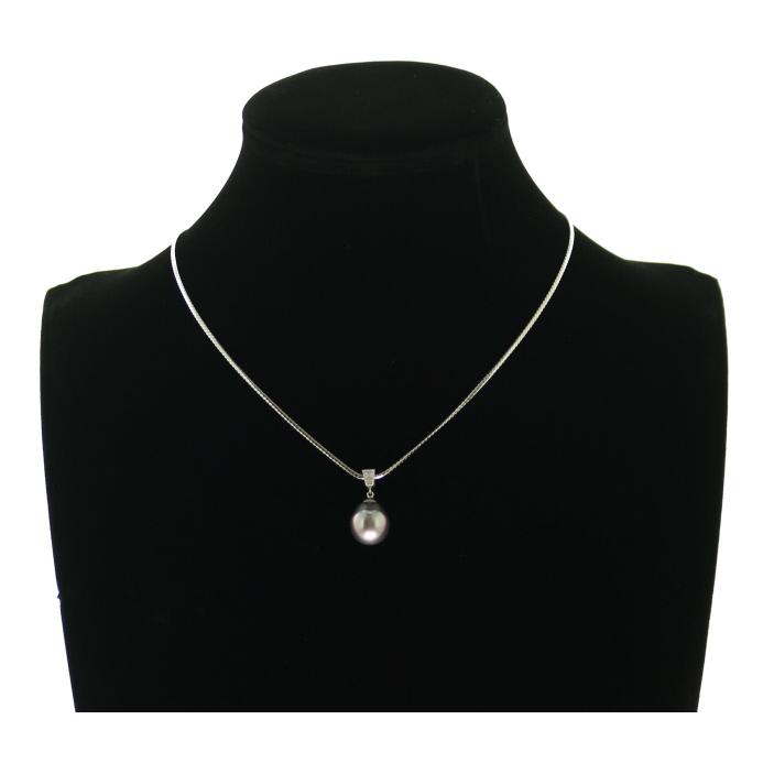 MIKIMOTO ミキモト ネックレス ブラックパール 真珠 12.0mm ダイヤ 