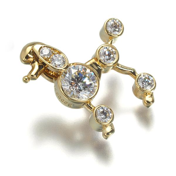 ギメル ブローチ ダイヤ ダイヤモンド 0.410ct イヌ プードル アニマル 