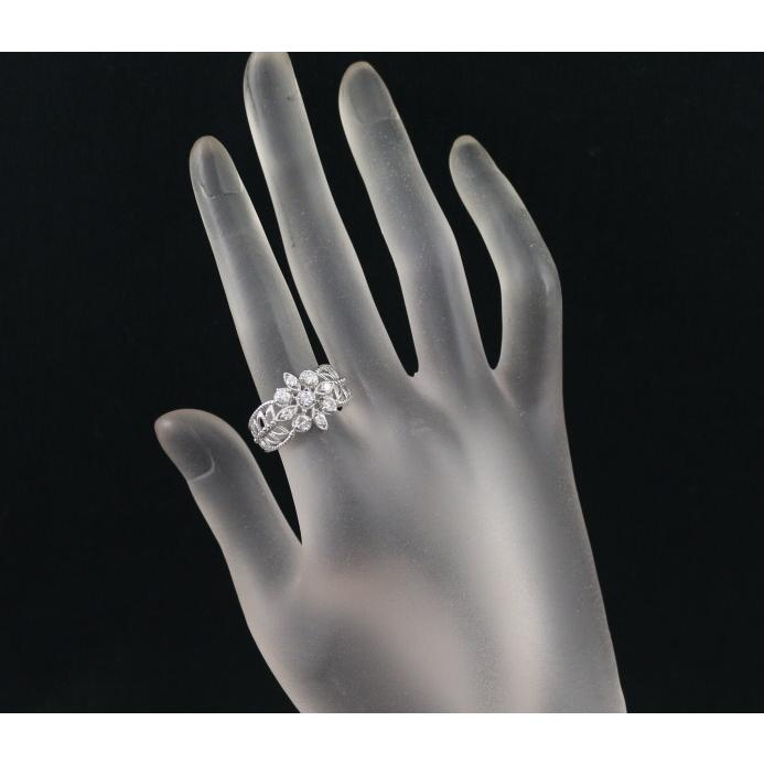 ダイヤ ダイヤモンド 0.54ct フラワー ミルグレイン 透かし リング 