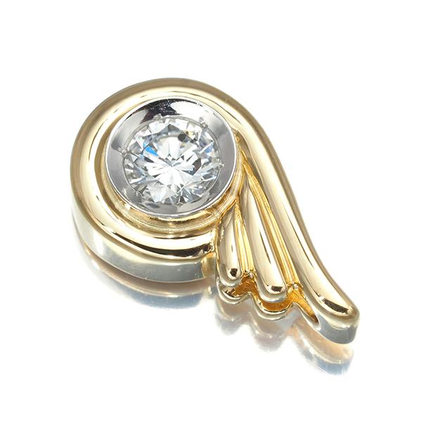 ダイヤ ダイヤモンド 0.32ct フェザー ペンダントトップ K18YG/Pt900 