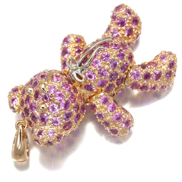 ルビー サファイア マルチカラー フラワー ペンダント トップ K18WG  