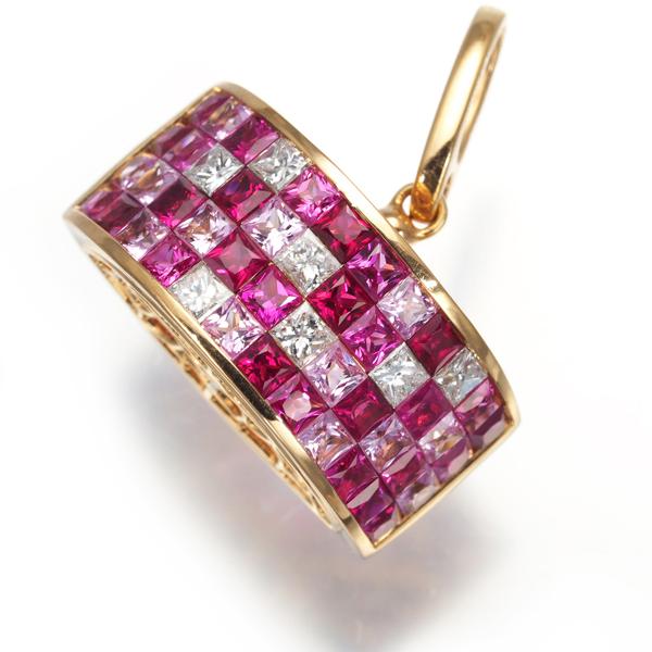 値下げ中】K18PG ピンクサファイアネックレストップ