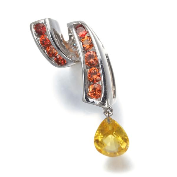 イエローサファイア 0.40ct オレンジサファイア 0.16ct ダイヤ 