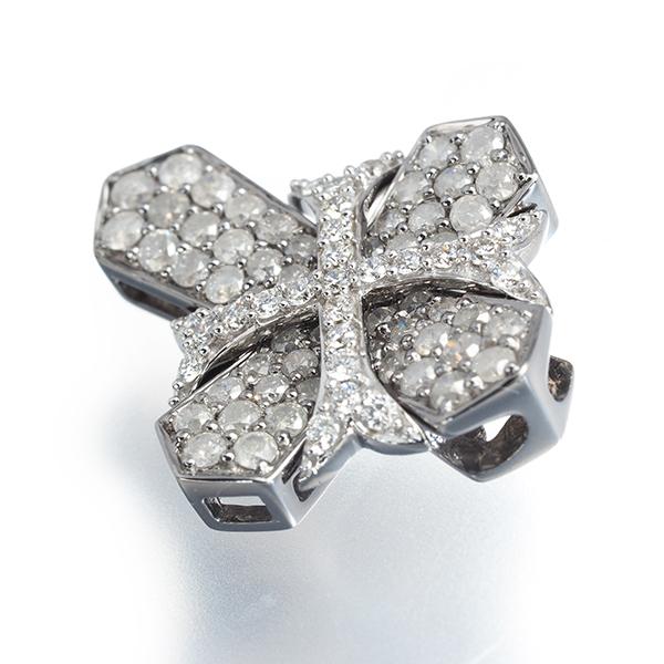 ダイヤ ダイヤモンド 0.92ct クロス ペンダントトップ K18WG GENJ 限界  