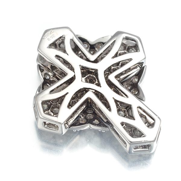 ダイヤ ダイヤモンド 0.92ct クロス ペンダントトップ K18WG GENJ 限界  
