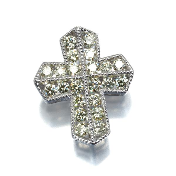 K18WG ダイヤモンドクロス トップのみ K18WG ダイヤモンド クロス ペンダントトップ[g360-42］