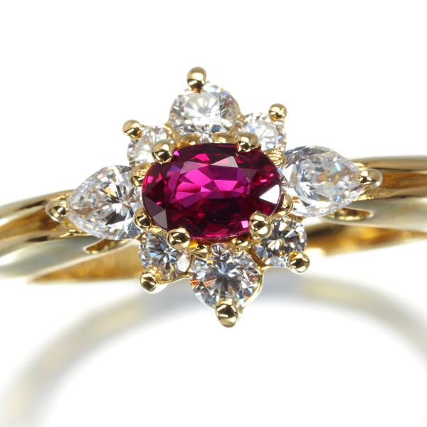 k18天然ルビー2.00ctダイヤモンド0.68ctリング