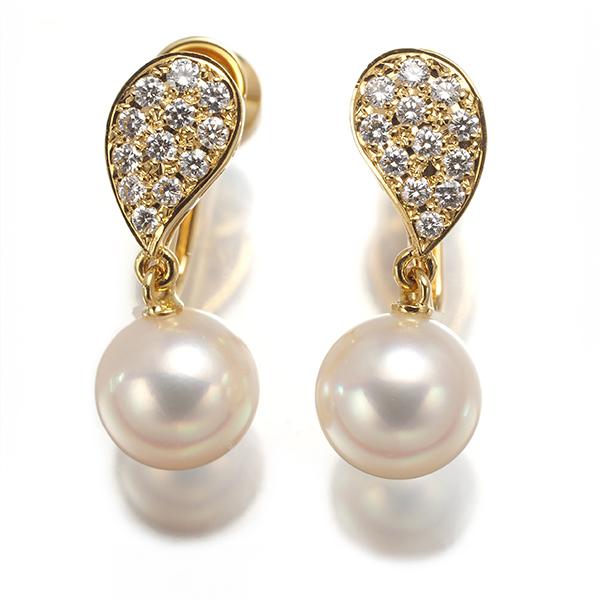 MIKIMOTO ミキモト イヤリング パール 真珠 7.8mm ダイヤ ダイヤモンド  