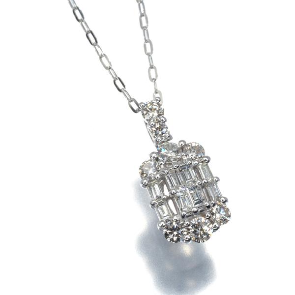ダイヤ ダイヤモンド 0.50ct 2種カット ネックレス Pt900/Pt850 GENJ  