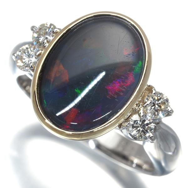 ブラックオパール 2.23ct ダイヤ ダイヤモンド 0.28ct リング K18YG