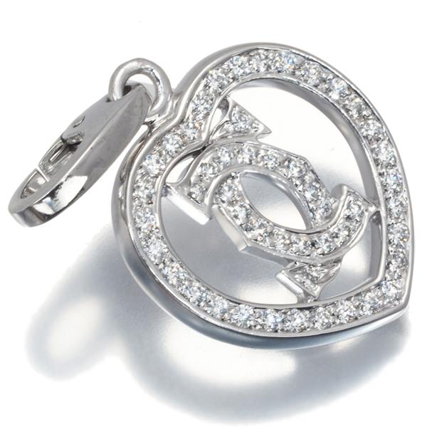 カルティエ ペンダントトップ 2C ダイヤ チャーム K18WGダイヤモンド