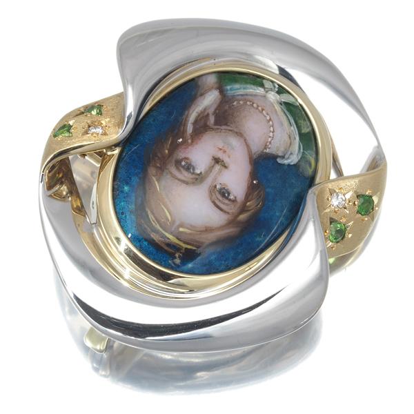 未使用品 ターコイズ グリーンガーネット シルバー ブローチ 兼ペンダント