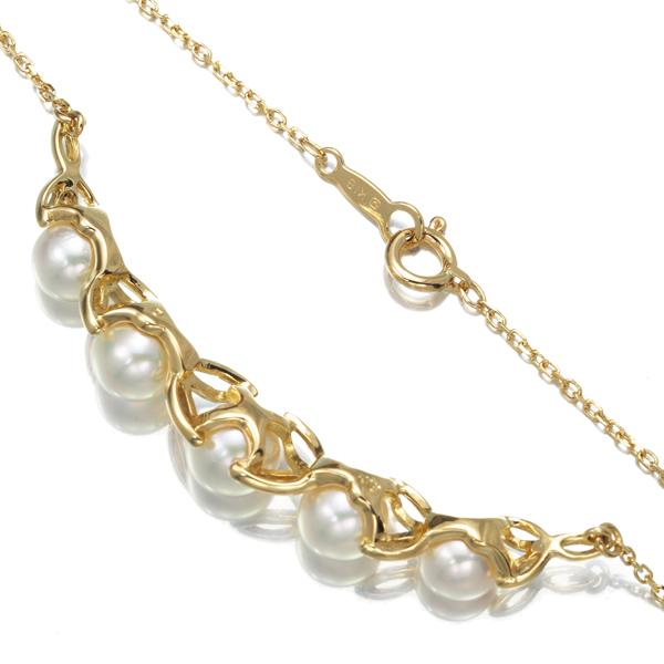 MIKIMOTO ミキモト ネックレス パール 真珠 5.7-6.2mm 5P K18YG BLJ  