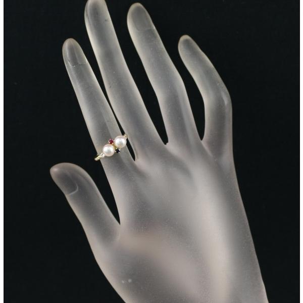 MIKIMOTO ミキモト リング パール 真珠 5.3mm ルビー サファイア  