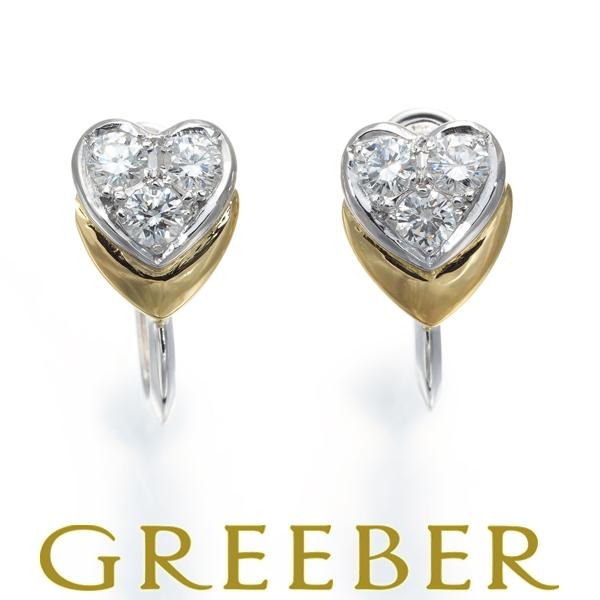 ミキモト イヤリング ダイヤ ダイヤモンド 6P ハート コンビカラー  