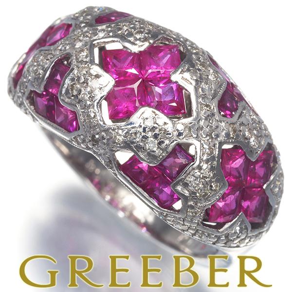 ルビー 2.80ct ダイヤ ダイヤモンド 0.40ct プリンセスカット クロス 