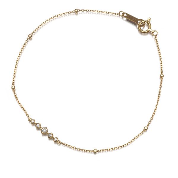 4℃ ブレスレット ダイヤ ダイヤモンド 5P ステーションK18YG BLJ 