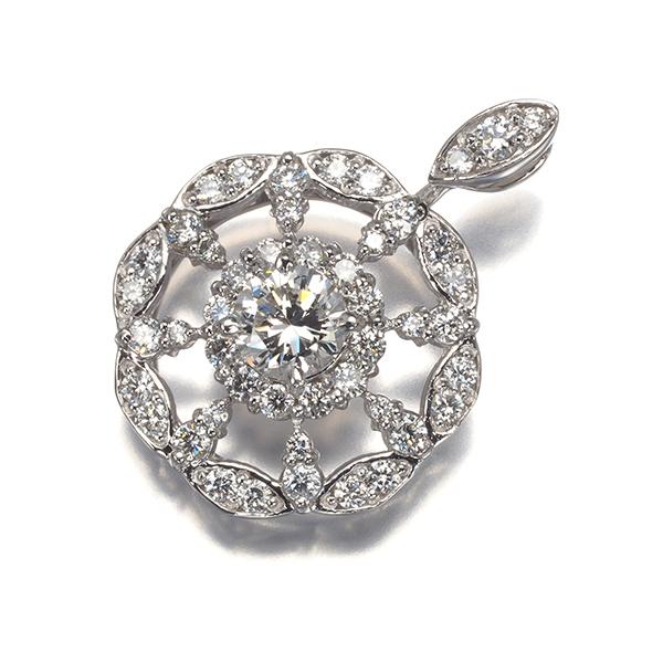 ダイヤ 0.446ct/0.58ct サークル ペンダントトップ Pt900 GENJ 限界