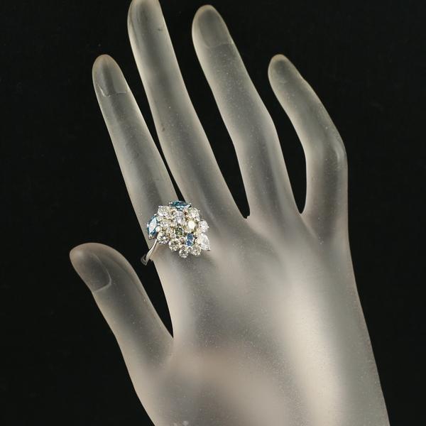 マルチカラーダイヤ ダイヤモンド 3.199ct リング K18YG/Pt900 指輪  