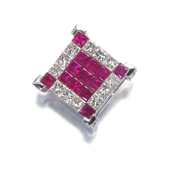 ルビー 1.30ct ダイヤ 0.67ct ミステリーセッティング ペンダント  