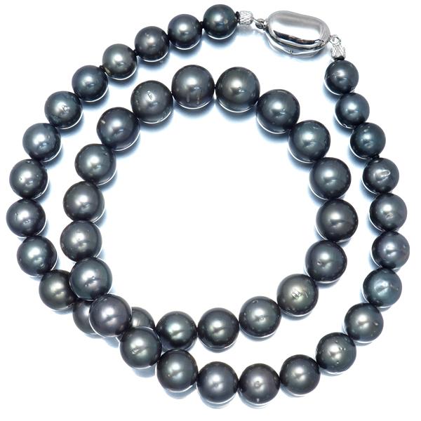 ブラックパール 真珠 8.2-10.7mm ネックレス シルバー GENJ 大幅値下げ 