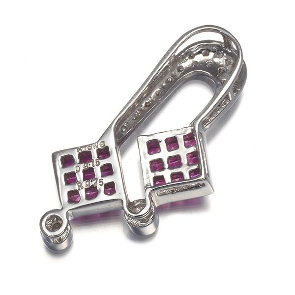 ルビー 0.75ct ダイヤ 0.15ct ミステリーセッティング ペンダント 